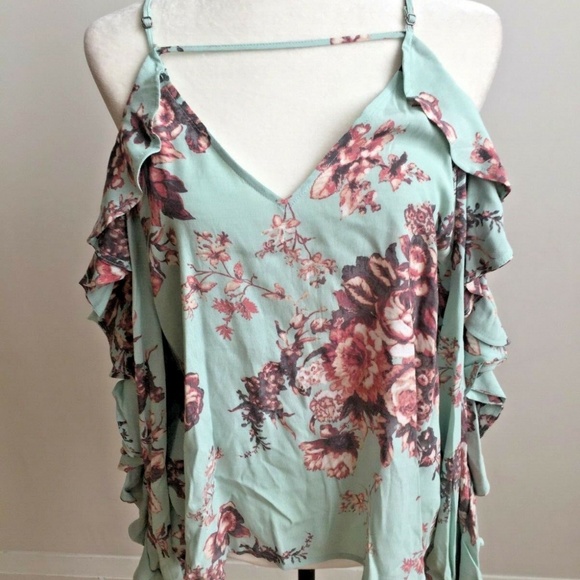 Leith cold shoulder top blouse ruffle BNWT - Picture 3 of 8